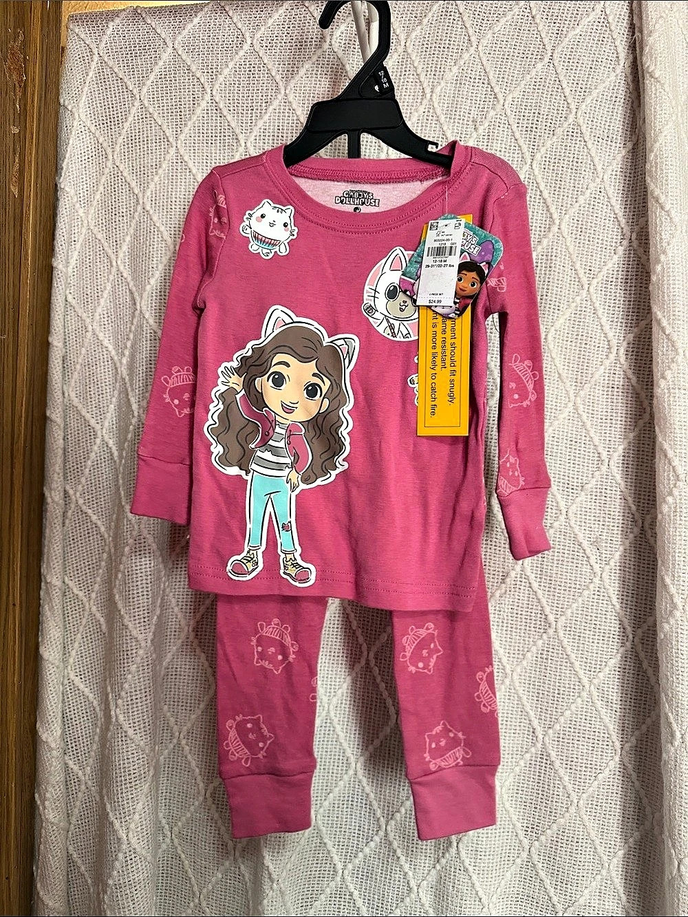 Gabby's Dollhouse Pink Pajama Set Girls 12-18M NWT